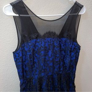 Anthropologie Dress, Moulinette Soeurs, Black lace with blue under.  US size 10